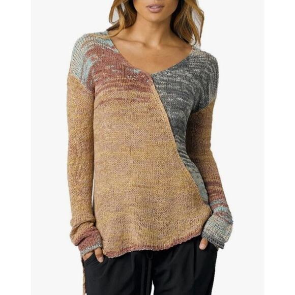 Prana Women's Multicolored Yarn Vignette Sweater in Henna, S - Picture 1 of 7